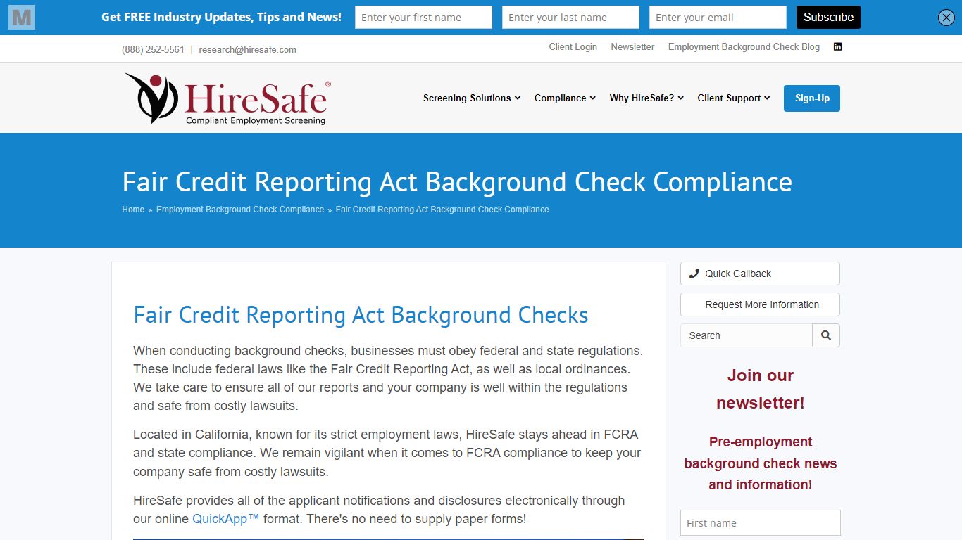 Fair Credit Reporting Act Background Check Compliance
