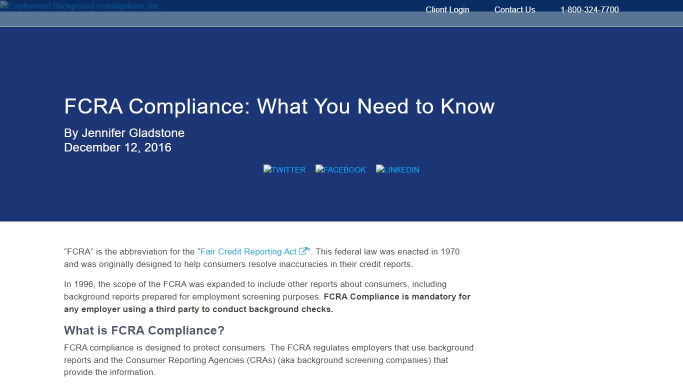 What is FCRA Compliance? - Employment Background Investigations, Inc.